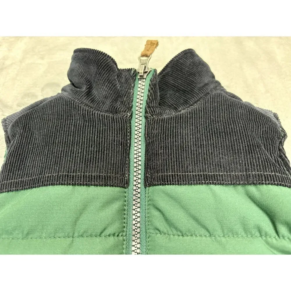 Carter’s Toddler Puffer Vest Size 2T Green Blue Corduroy Collar Sherpa
